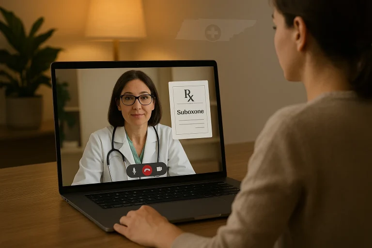 Virtual Suboxone doctor providing online MAT treatment via telemedicine to a patient in Tennessee