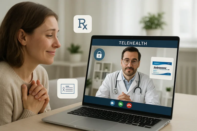 Virtual doctor consultation for Suboxone prescription via telehealth