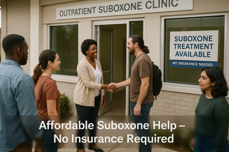 An uninsured person is having the benefits of virtual Suboxone appointments from home being explained to them in Tennessee