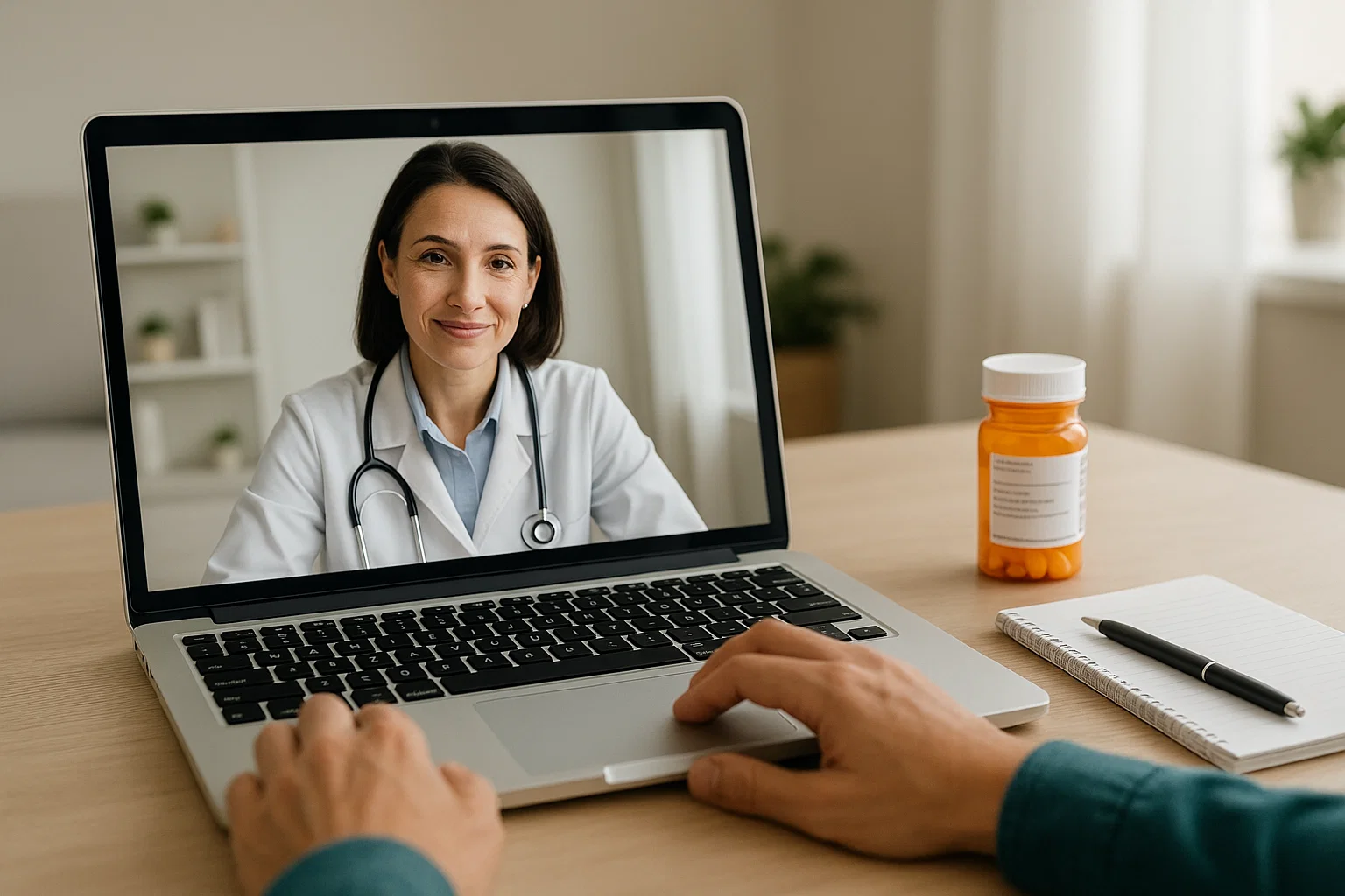 Doctor providing Suboxone refill through virtual appointment