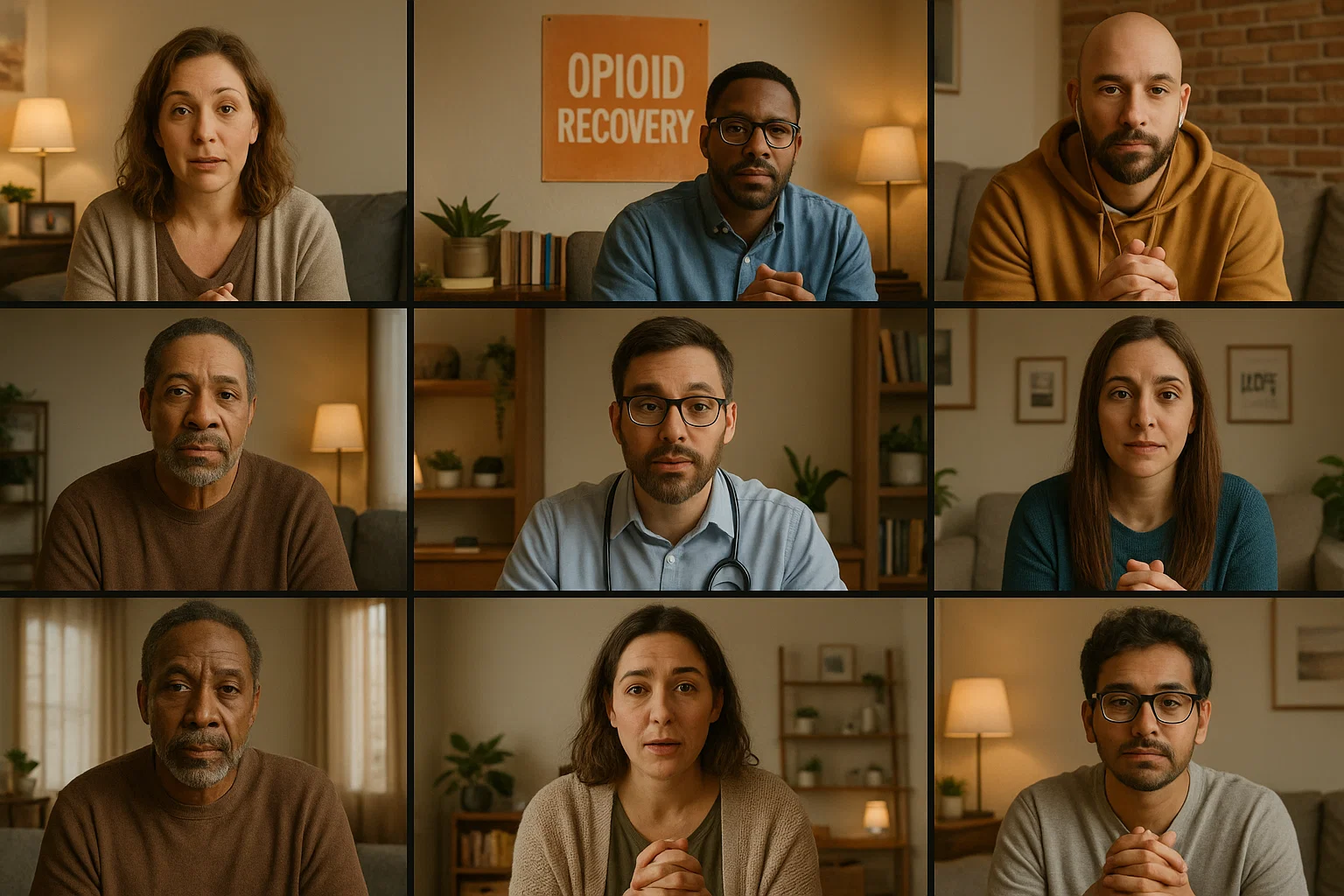 Online medication-assisted treatment session with a provider and patient communicating through video call