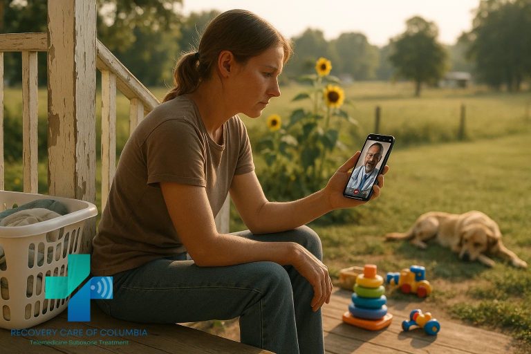 Licensed Suboxone provider on a video call with a patient in rural Tennessee