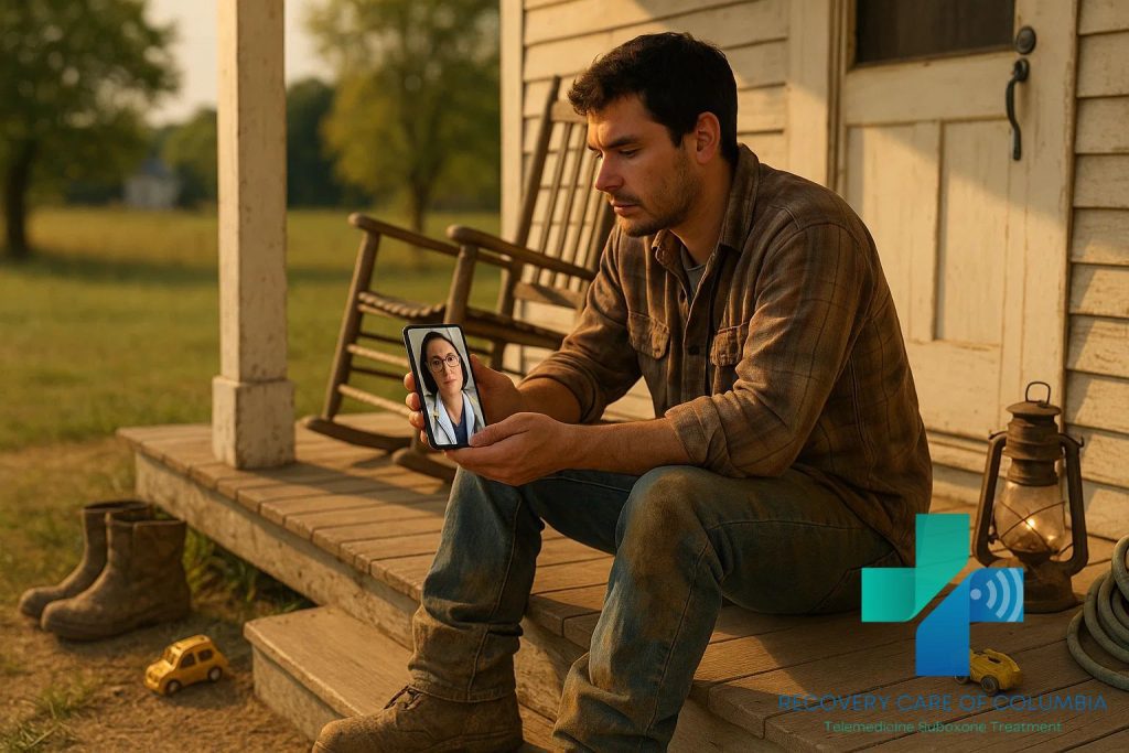 Woman in a telehealth therapy session on her laptop, symbolizing online addiction therapy in Tennessee