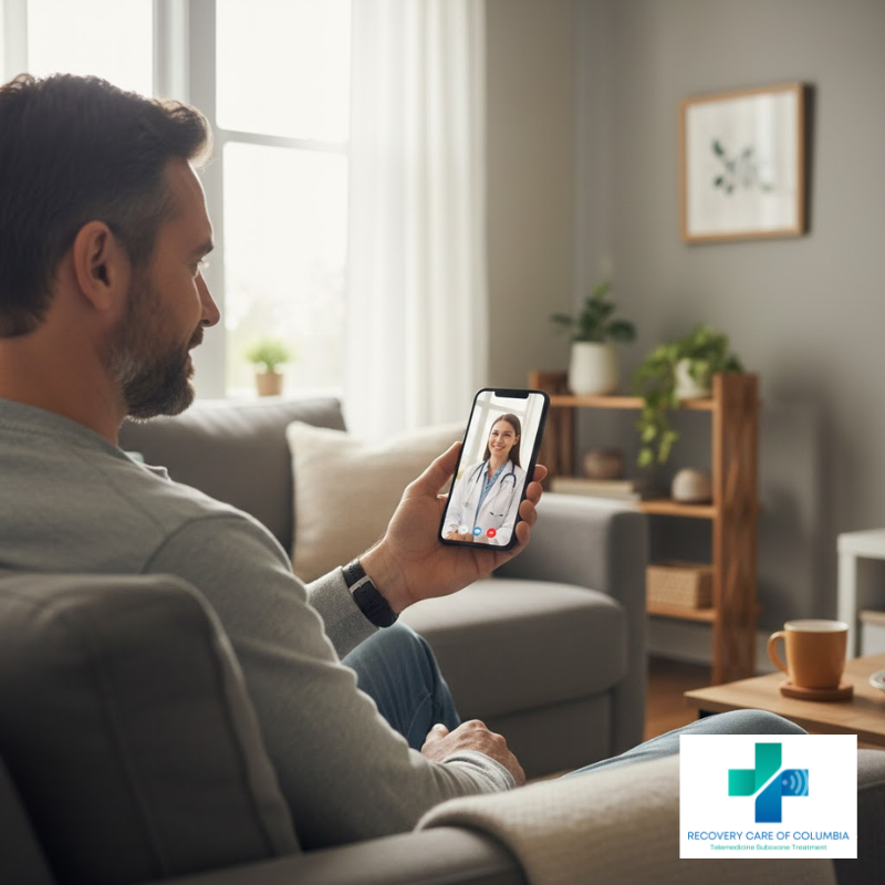 Patient attending a virtual Suboxone appointment in Tennessee