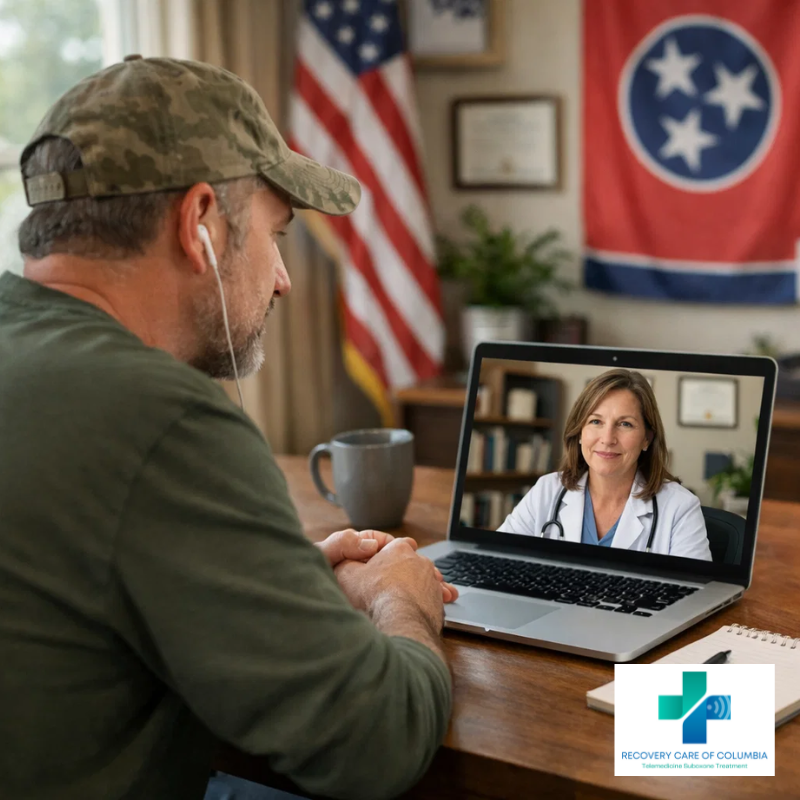 Patient attending an online Suboxone appointment in Tennessee