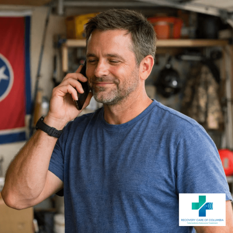 Patient experiencing relief from opioid withdrawal with online Suboxone treatment accepting Medicaid accessible to all Tennessee residents