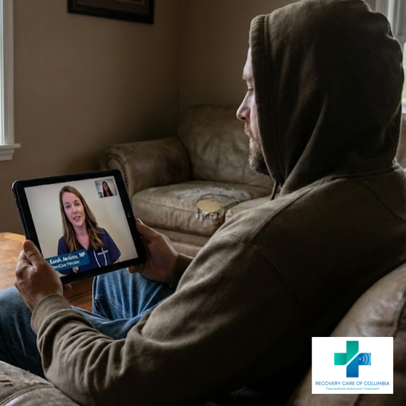 Patient experiencing gabapentin withdrawal symptoms speaking with a telemedicine provider