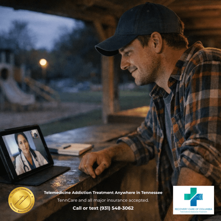 Patient in Clarksville Tennessee attending a virtual Suboxone doctor appointment