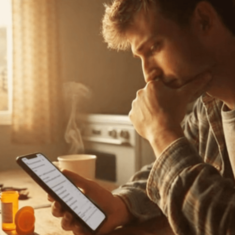 Man in Tennessee attending a private telemedicine visit discussing Suboxone side effects