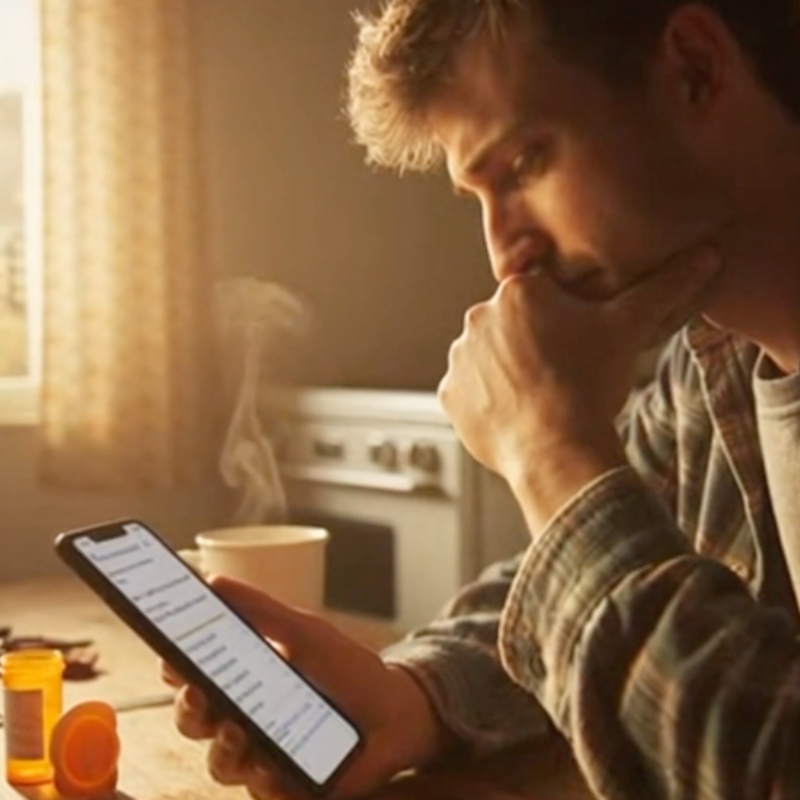 Man in Tennessee attending a private telemedicine visit discussing Suboxone side effects