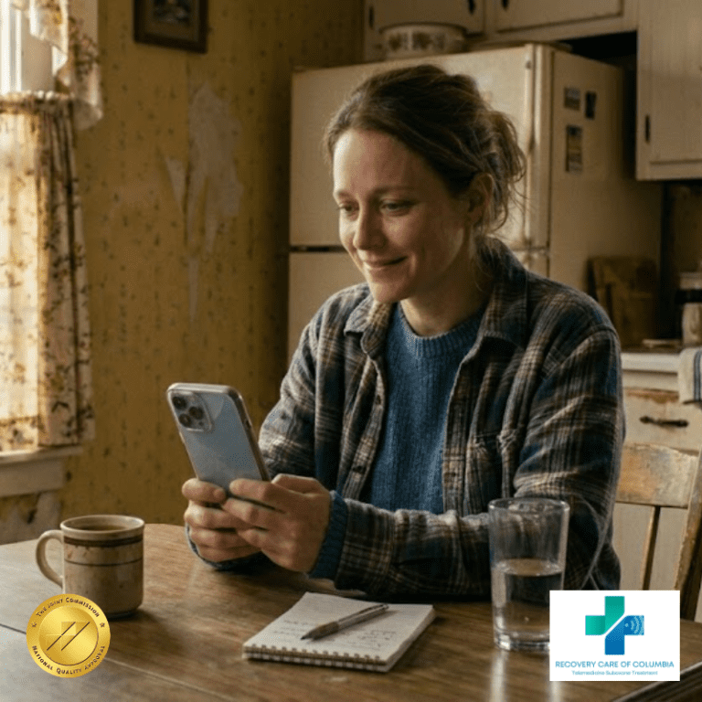 Person using phone to connect with a Suboxone doctor near them in Tennessee Caption