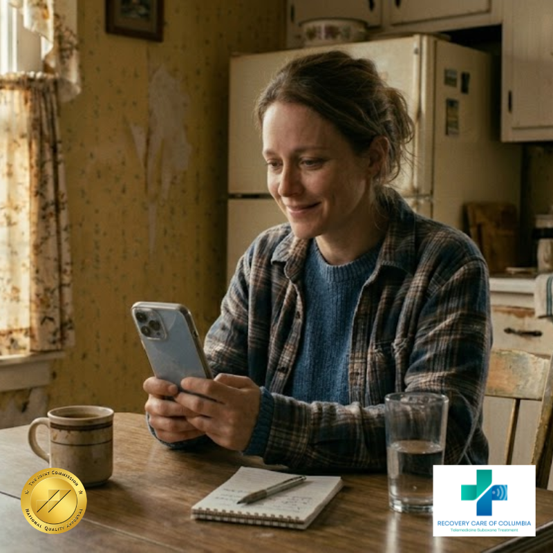 Person using phone to connect with a Suboxone doctor near them in Tennessee Caption