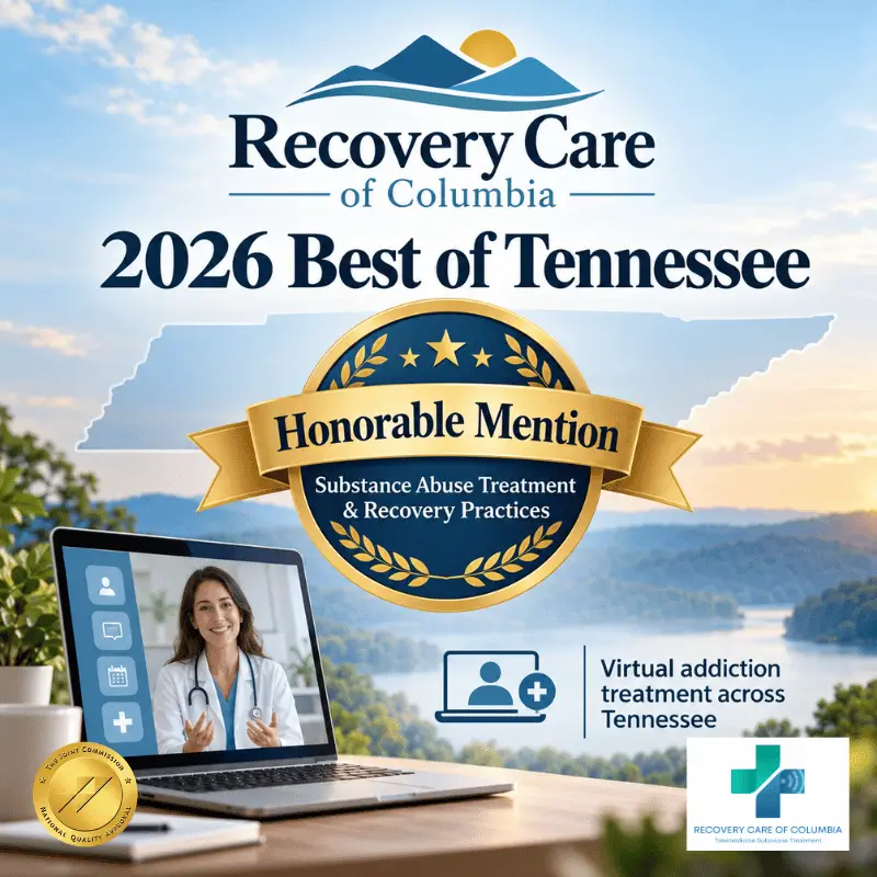 Recovery Care of Columbia 2026 Best of Tennessee Honorable Mention for Substance Abuse Treatment & Recovery Practices